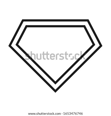 Comic hero icon, symbol shield. Isolated vector on white background