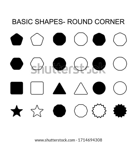 Basic shapes - round corner set icon, vector geometrical collection. vector illustration sign isolated on white background