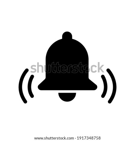 Bell alert icon isolated on white background, black alarm vector illustration symbol, ring web signal
