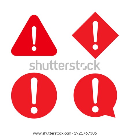 Set of hazard warning, warn symbol vector icon flat sign symbol with exclamation mark isolated on white background .