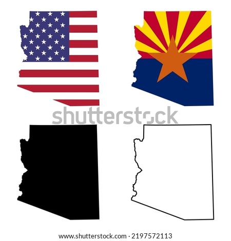 Set of Arizona map shape, united states of america. Flat concept icon symbol vector illustration .