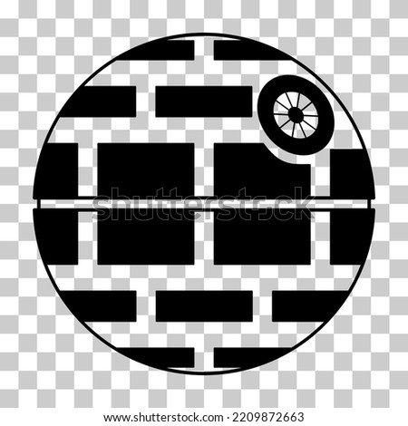 Death star icon, mobile space station symbol, circle galaxy planet vector illustration .