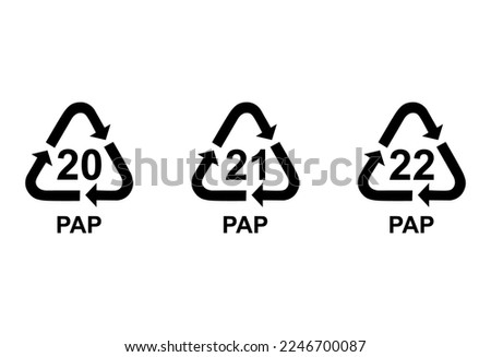 Set of Paper symbol, ecology recycling sign isolated on white background. Package waste icon . Сток-фото © 