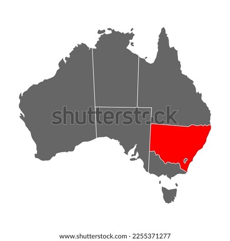 Australia map of New South Wales icon, geography blank concept, isolated background vector illustration .