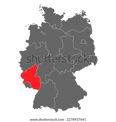 Germany map icon of Rhineland-Palatinate, geography blank concept, isolated graphic background vector illustration .
