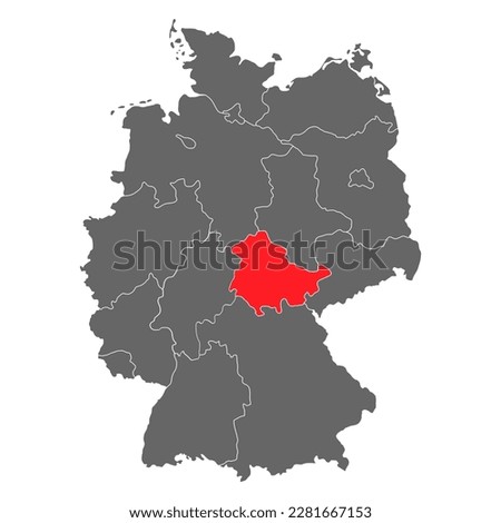 Germany map icon of Thuringia, geography blank concept, isolated graphic background vector illustration .