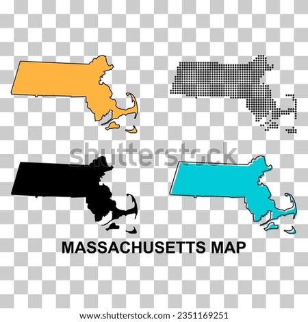 Set of Massachusetts map, united states of america. Flat concept icon vector illustration .