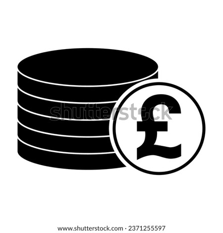 Pound stack coin, flat icon money design, cash sign vector illustration .