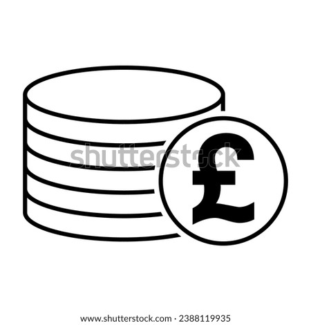 Pound stack coin, flat icon money design, cash sign vector illustration .