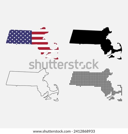 Set of Massachusetts map, united states of america. Flat concept icon vector illustration .