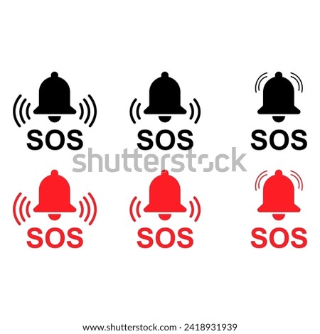 Set of SOS help icon, safety support alert design, save vector illustration .