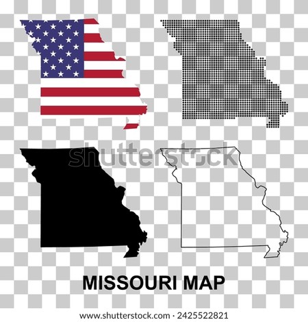 Set of Missouri map, united states of america. Flat concept icon vector illustration .