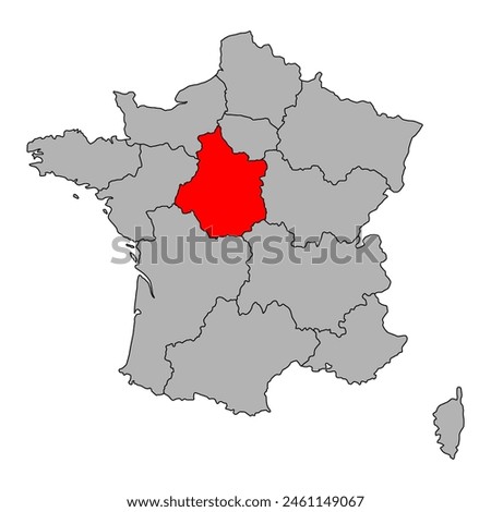 Central Vale of the Loire of France map symbol shape, travel web flat concept icon symbol vector .