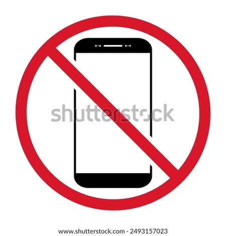 Mobile forbidden icon, no use phone sign, ban smartphone label vector illustration .