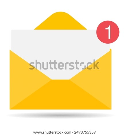 Email business icon shadow, flat web client message sign, mail app vector illustration .