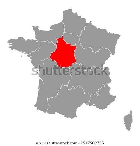 Central Vale of the Loire of France map symbol shape, travel web flat concept icon symbol vector .