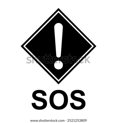 SOS help icon, safety support alert flat design, save vector illustration .