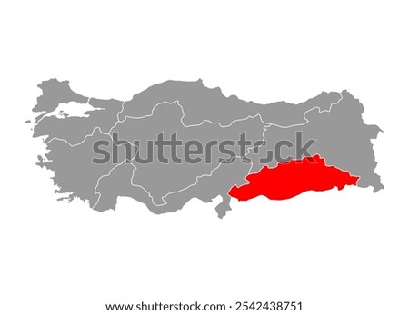 Southeastern Anatolia Region of Turkey map symbol shape, travel web concept icon vector illustration .