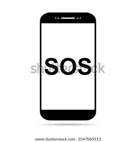 SOS help shadow icon, safety support alert design, save vector illustration .