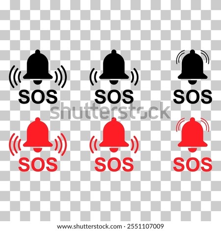 Set of SOS help icon, safety support alert design, save vector illustration .