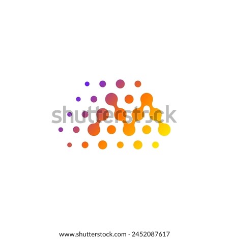 Digital M Letter with Network Connected Circle Dots and Lines Logo Vector Design