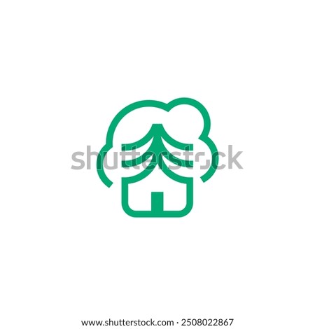 A Eco House Home in Tree Leaves Form Logo Design Vector