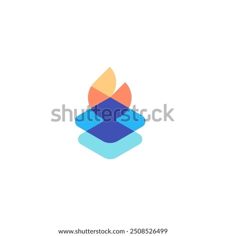 Flame Fire Torch with Stack Layer, Prometheus Database System Logo Design Vector