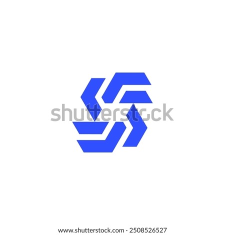 S Letter in Penrose Triangle with a Card Inside, Sentry Privacy Security Logo Design Vector