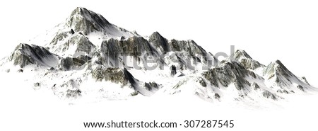 Snowy Mountains - Mountain Peak - separated on white background