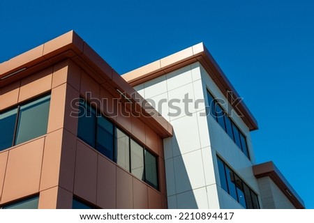 Image, Stock Photo Panel building facade with yellow roller