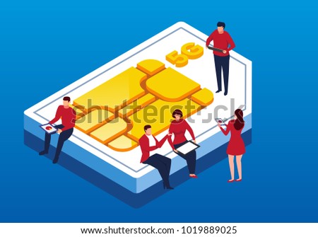 A group of people sitting on the sim card