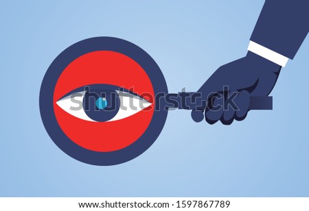 Business vision and vision, looking through a magnifying glass