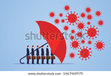Red umbrella protecting merchants immune novel coronavirus pneumonia infection