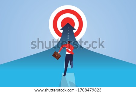 Businessman running desperately to reach the goal, businessman persistent pursuit spirit