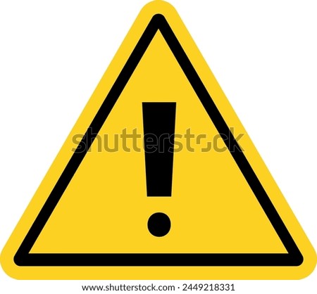 Warning triangle icon. Yellow caution warn. Warning sign with exclamation mark. Alert warn in triangle. Road sign alert.