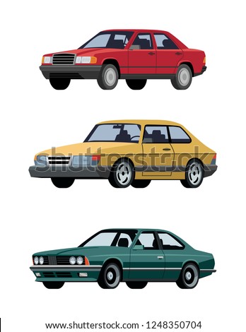 Set of classic european different cars vector illustration vector