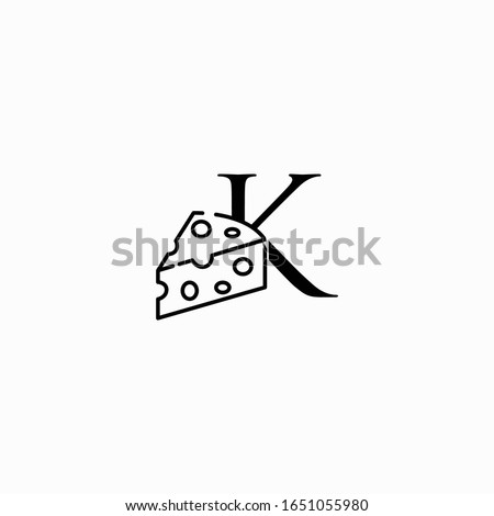 icon logo letter k with cheese vector illustration design