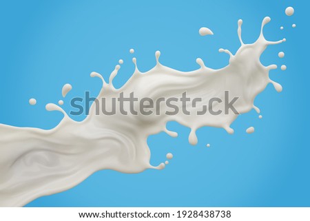 Milk splash isolated on background, liquid or Yogurt splash, Include clipping path. 3d illustration.