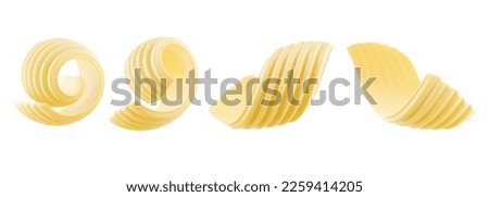 Set of Butter curl or butter roll isolated on white background, 3d rendering. Stock foto © 