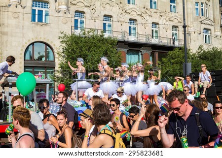 BUDAPEST, HUNGARY - JULY 11TH, 2015: Pride Day Celebration (Gay Parade) on July 11th, 2015, in Budapest, Hungary.