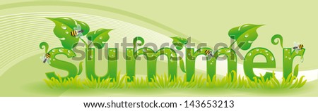 banner for seasons summer with green background