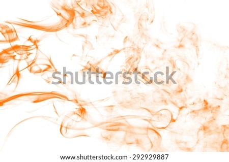 Abstract orange smoke on white background, orange background,orange ink background