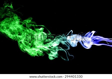 Abstract colorful smoke on black background, smoke background,colorful ink background,Blue and Green smoke, beautiful smoke