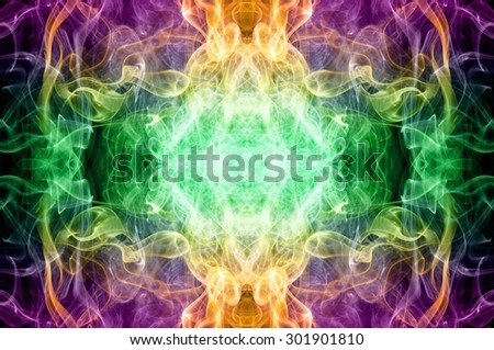 art of colorful smoke on black background, color background,colorful ink background,Violet, Green, Orange