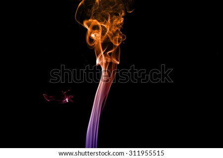 Abstract colorful smoke on black background, smoke background,colorful ink background,Violet,purple, Orange, beautiful smoke,Movement of smoke