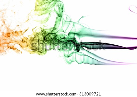 Movement of color smoke,Abstract colorful smoke on white background,  ,Violet Green and Orange smoke background,colorful ink background,Violet,  Green, Orange - Stock Image - Everypixel