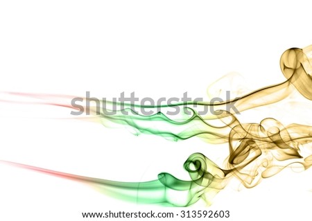 Movement of smoke,Abstract red and green and brown smoke on white background, smoke background,red and green and brown ink background, red ,green, brown