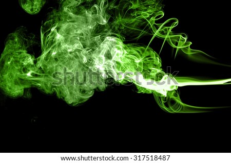 Movement of smoke,Abstract green smoke on black background, smoke background,green ink background,green, beautiful green  smoke
