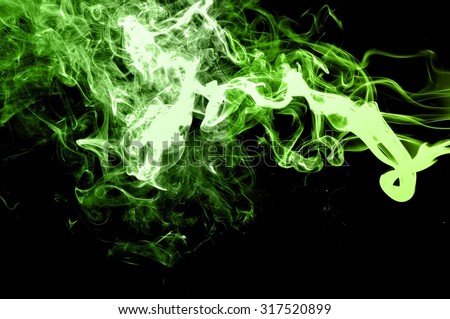 Movement of smoke,Abstract green smoke on black background, smoke background,green ink background,green, beautiful green  smoke