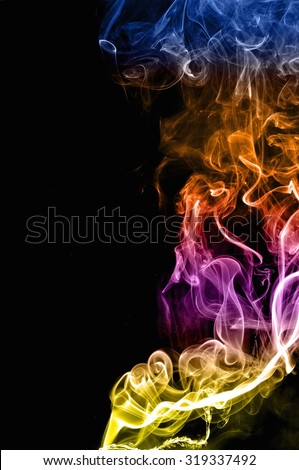 movement of color smoke, Abstract colorful smoke on black background, smoke background,colorful ink background,Yellow adn Violet and Orange and Blue smoke,beautiful color smoke